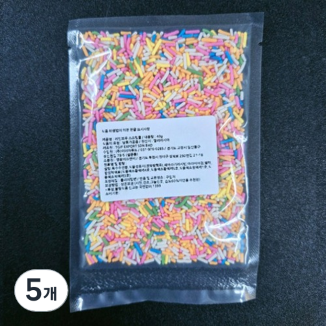 이홈베이킹 레인보우 스프링클, 40g, 5개