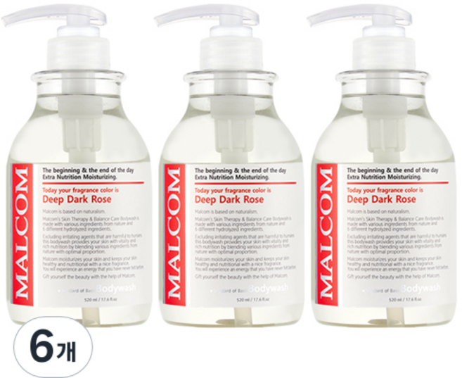 말콤 바디워시 딥 다크로즈, 520ml, 6개