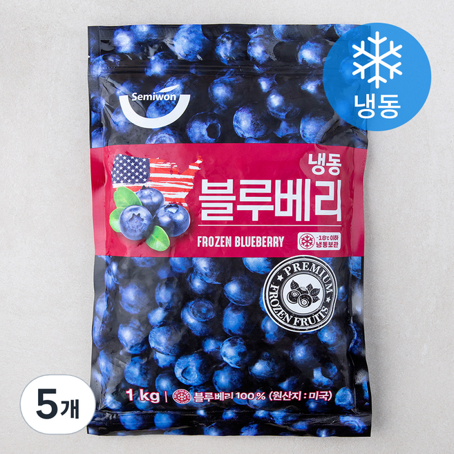 세미원 미국산 블루베리 (냉동), 5개, 1kg