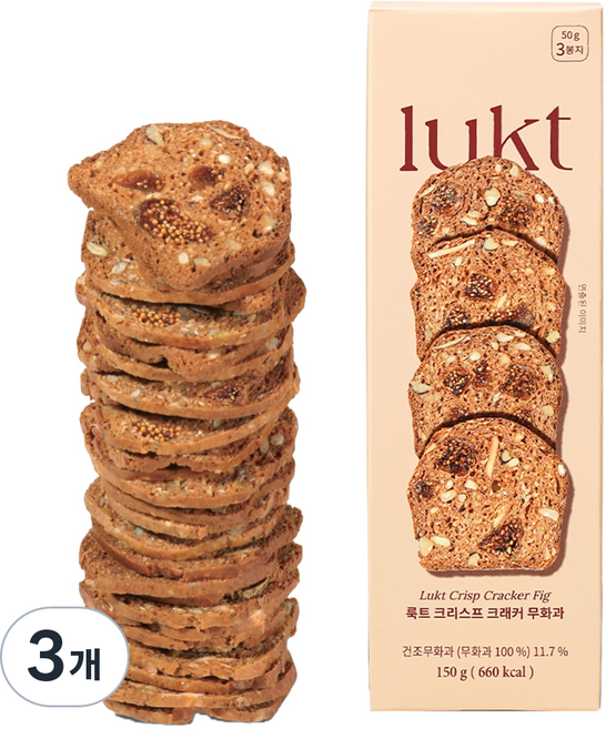 룩트 우리밀통밀 크리스프 크래커 무화과, 3개, 150g