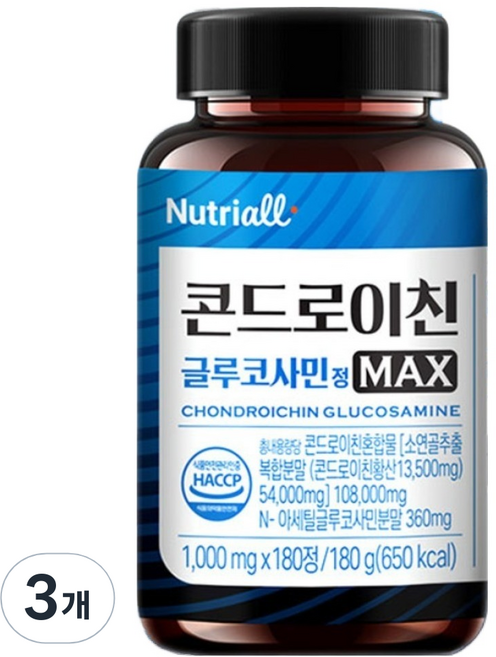 뉴트리올 콘드로이친 글루코사민 1000mg, 180정, 3개