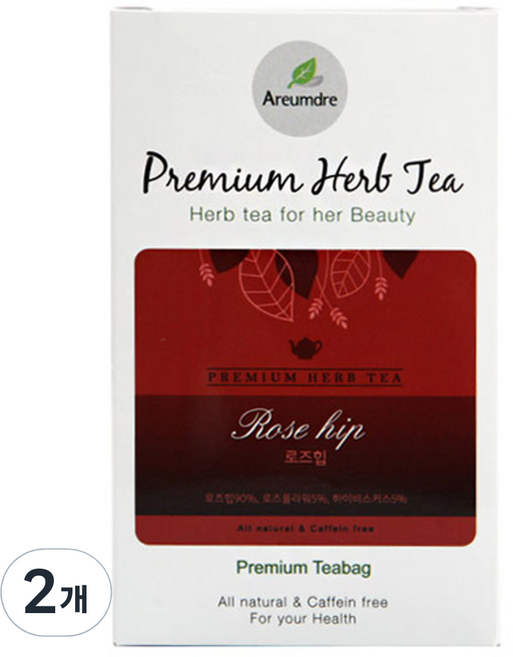 Areumdre 優質白玫瑰果草本茶, 20入, 2個, 1.1g