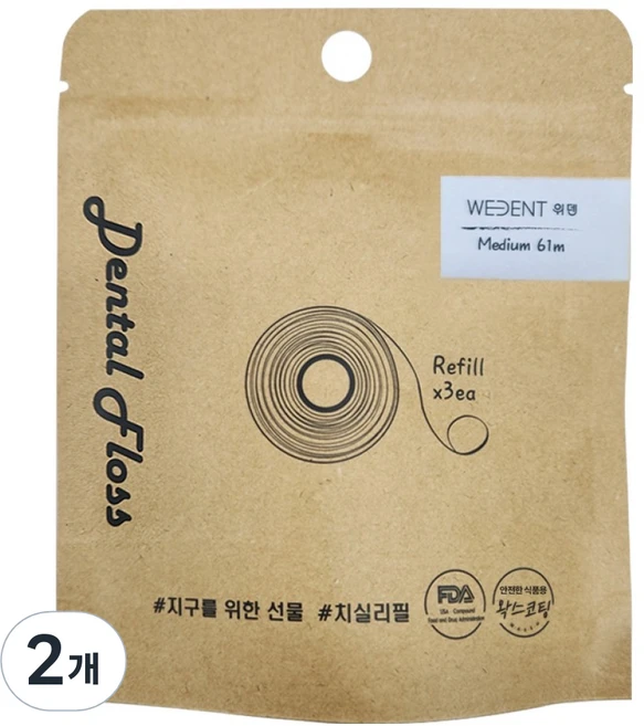 위덴 치실 중간실 리필, 3개입, 2개 - 쿠팡