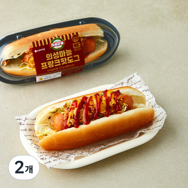 의성마늘 프랑크 핫도그, 177g, 2개