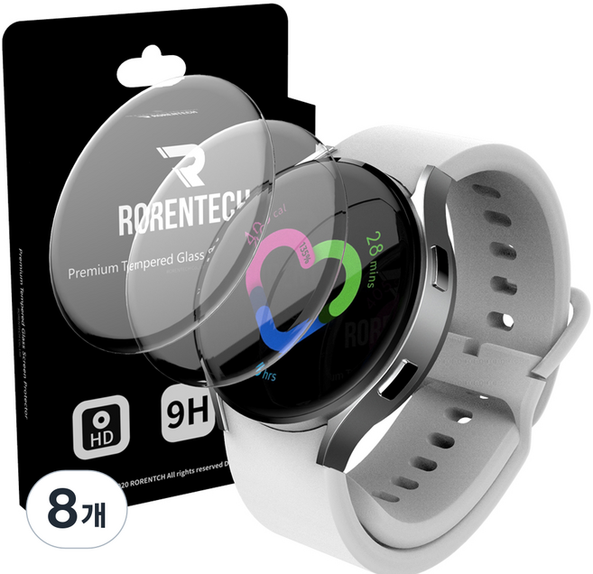 로랜텍 갤럭시워치 풀커버 호환 액정보호필름 강화유리, 8개