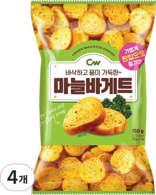 청우식품 마늘바게트, 4개, 150g