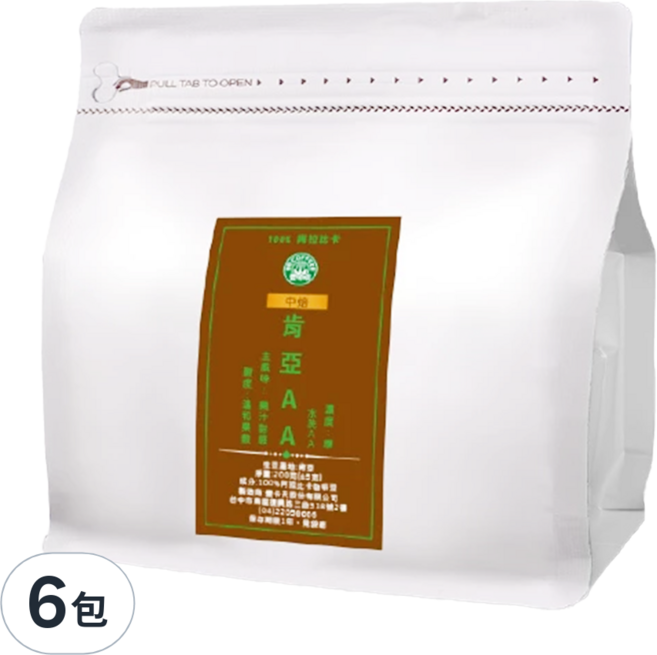 eCOFFEE 壹咖啡 精品莊園 肯亞 AA水洗, 200g, 6包, Whole Bean