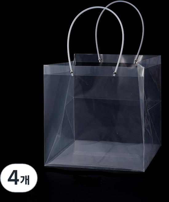 미화부장 PVC 비닐 꽃다발 화분 식물 선물 케이크 포장 투명 긴 대형 쇼핑백, 09 사각 오버사이즈, 4개