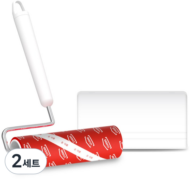 리벤스 반려동물 빨간맛 사선컷팅 돌돌이 테이프크리너 3종세트, 2세트
