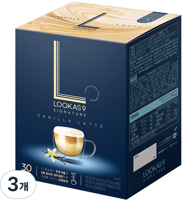 루카스나인 시그니처 바닐라라떼, 16.9g, 30개입, 3개