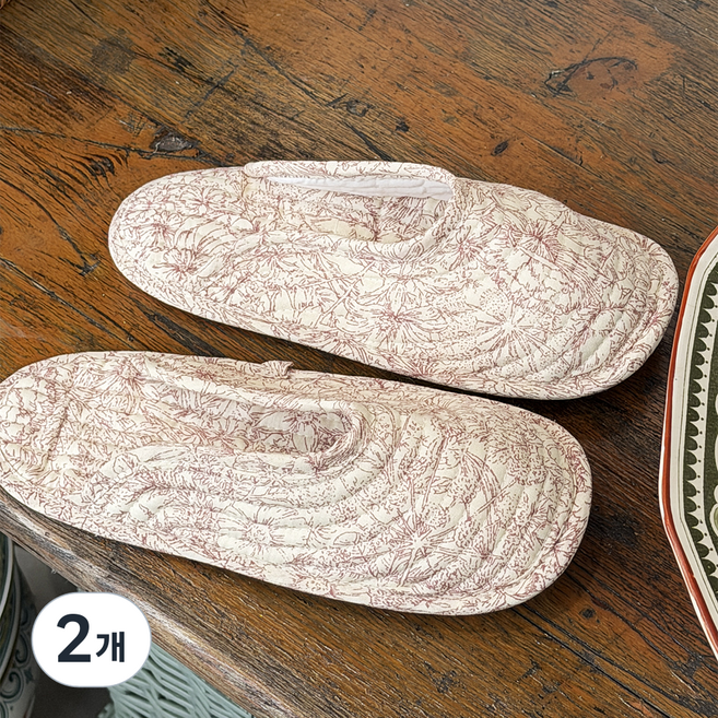 마메종 코지 퀼팅 룸슈즈, 레드, 2개