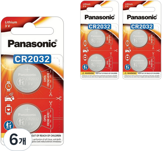 파나소닉 파워세이프티패키지 리튬 코인건전지 CR2032, 2개입, 6개