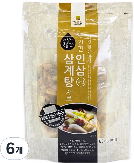 해맑음 간편 인삼 삼계탕 재료, 65g, 6개