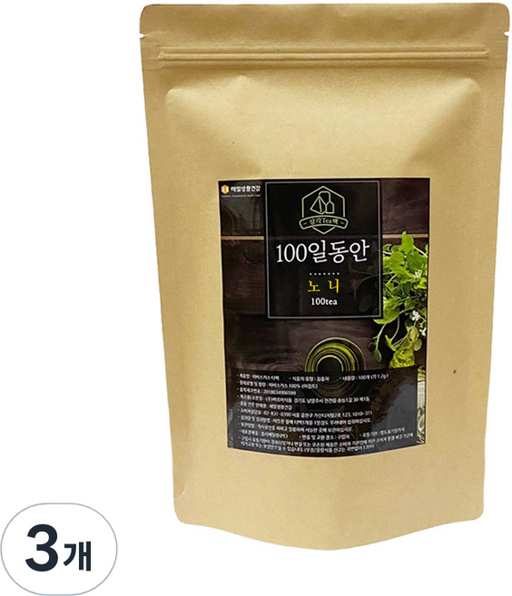 정앤정 100일동안 노니차 삼각티백, 1.2g, 100개입, 3개