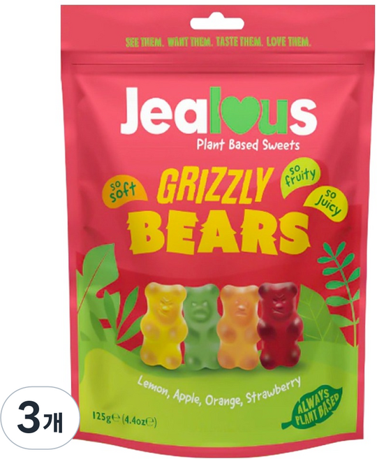 젤러스스윗 젤리 그리즐리 베어스, 125g, 3개