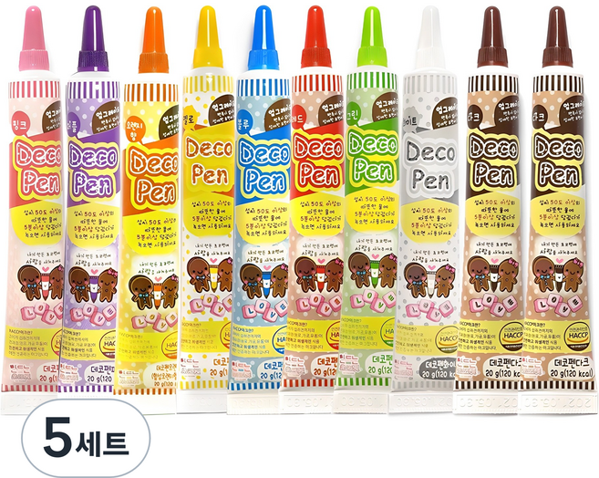 초코 데코펜 10종 세트, 5세트, 20g