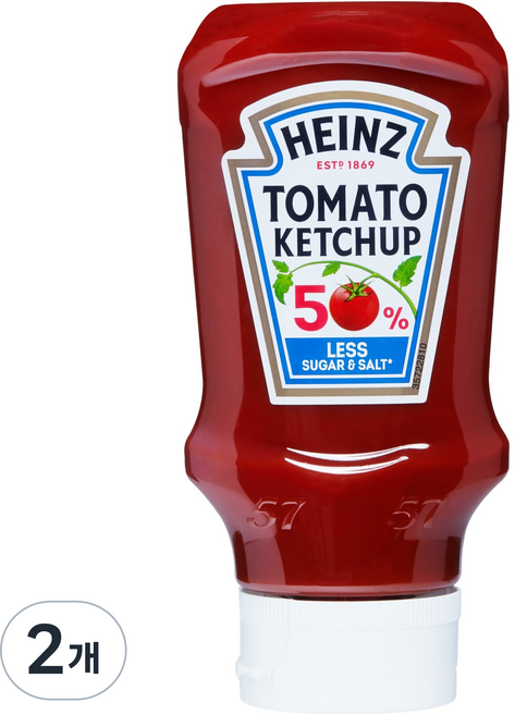 하인즈 50% 슈가 앤 솔트 토마토 케찹, 435g, 2개
