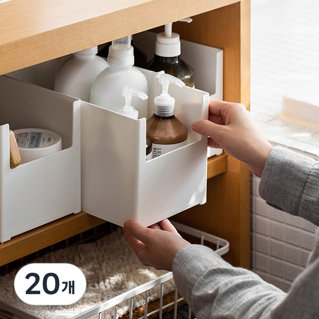 가규 국내생산 팬트리 정리함 리빙박스, 화이트, 20개