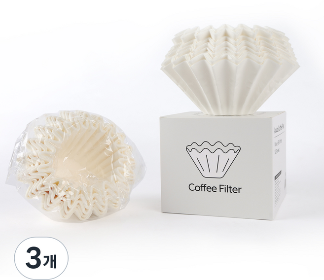 아쿠바 커피 필터 화이트 1~4인용 W185, 3개, 50개입