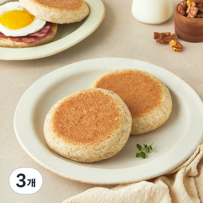 그래밀 알곡그대로눌러내린 통밀 잉글리쉬머핀, 70g, 3개, 2개입