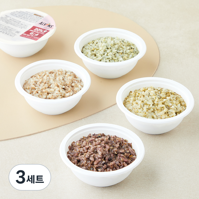 엘빈즈 완료기 만13개월 이상 슈퍼핏 이유식 한우고구마흑미아기밥 160g + 한우순두부버섯아기밥 160g + 대구살배추된장아기밥 160g + 닭고기백일송이시금치아기밥 각 160g D세트, 3세트