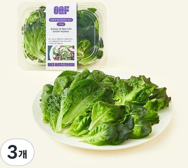 원에이커팜 무농약 인증 레드 버터헤드 믹스, 100g, 3개, 1개입