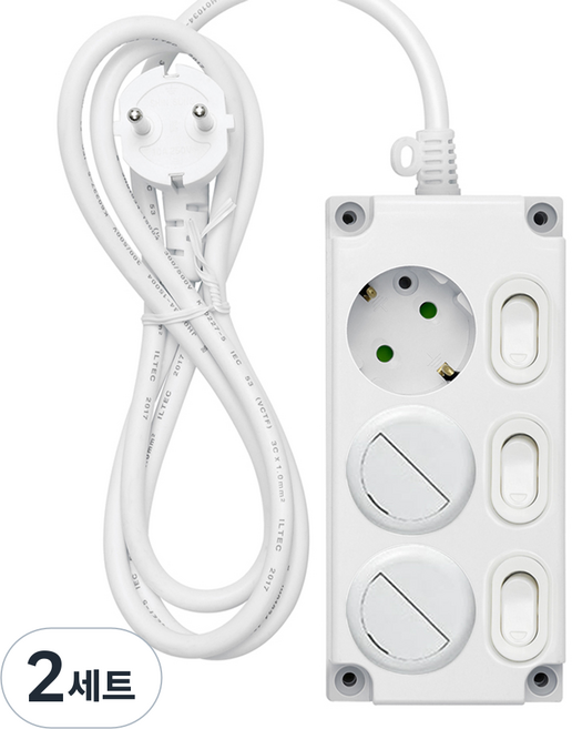 Gaganet Point 個別省電型3孔16A延長線 + 安全蓋2件組, 10m, 白色, 2套