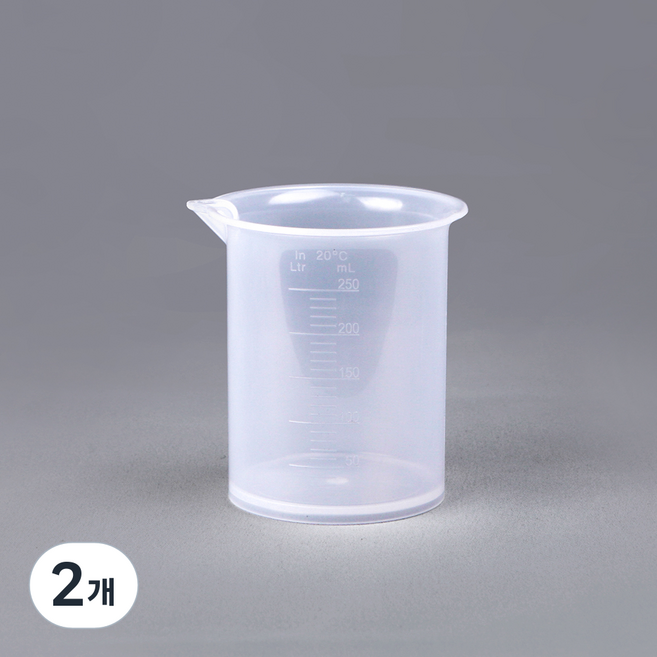 PP 반투명 계량컵, 화이트, 250ml, 2개