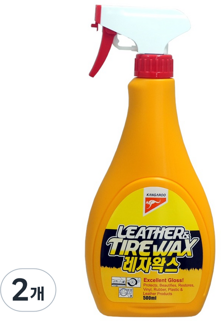 캉가루 레자 시트 인조가죽 플라스틱 타이어 왁스, 500ml, 2개