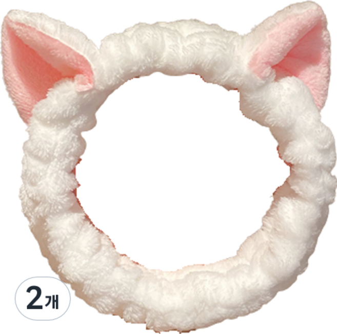 아이코어스 고양이 귀 야옹이 세안밴드, 아이보리, 2개