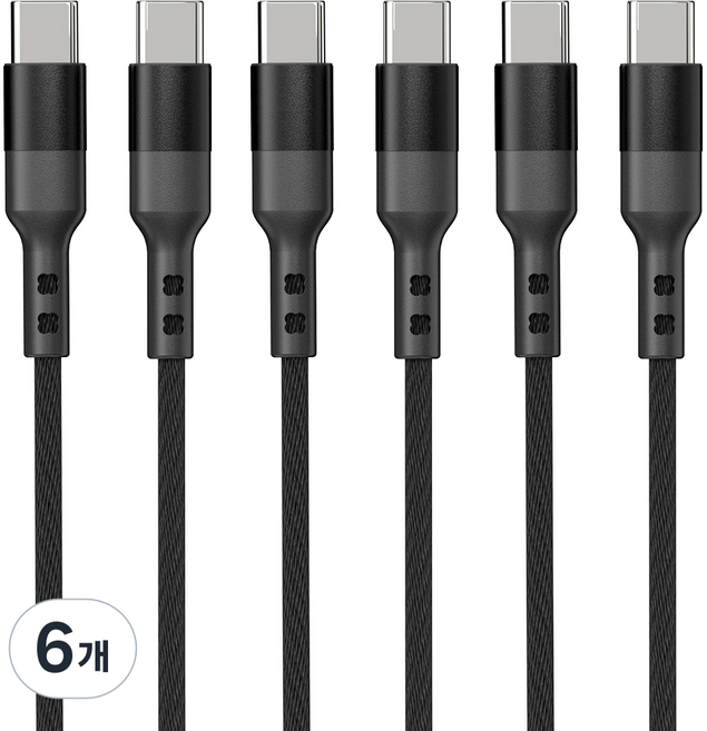 구스페리 단선방지 C타입 to C PD 초고속 충전케이블 60W, 1m, 블랙, 6개
