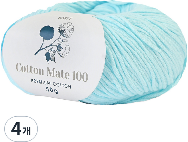 Knitt Cotton Mate 100 編織線 50g, 15 寶寶天空藍, 4個