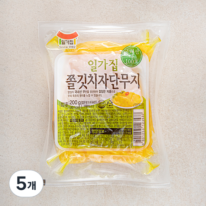 일가집 쫄깃 치자 단무지, 200g, 5개