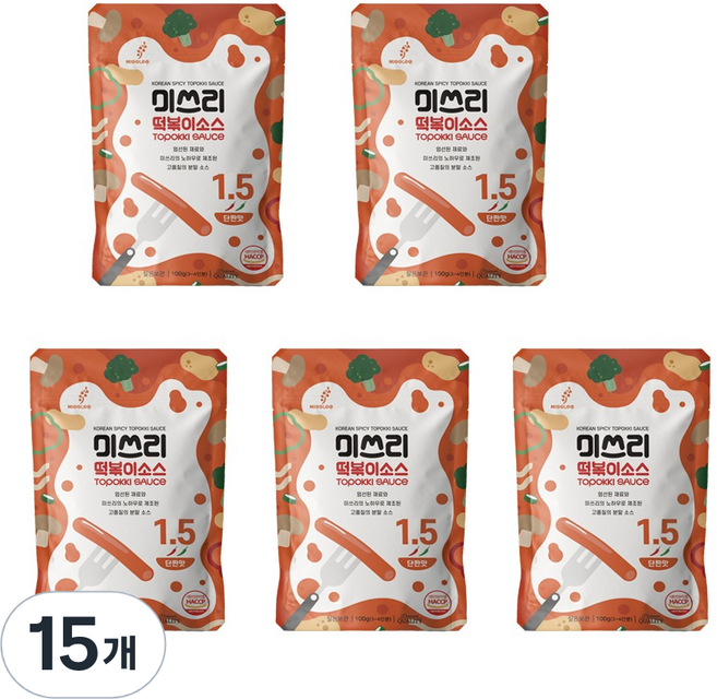미쓰리 떡볶이 소스 1.5 단짠맛, 100g, 15개