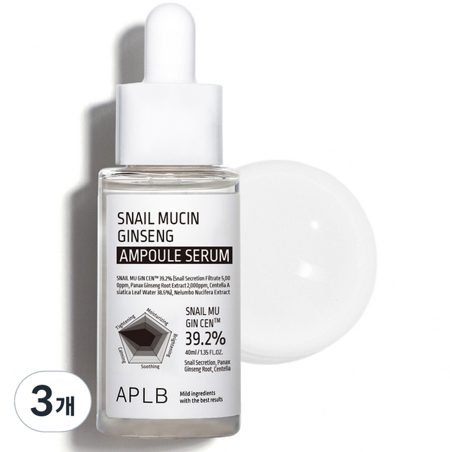 APLB 스네일 뮤신 진생 앰플 세럼, 40ml, 3개