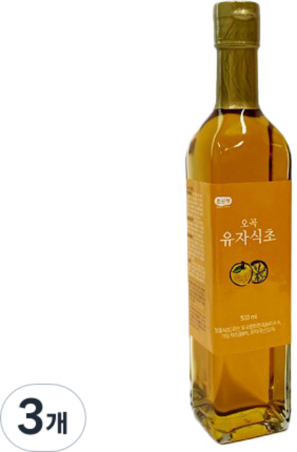 초산정 오곡 유자식초, 3개, 500ml