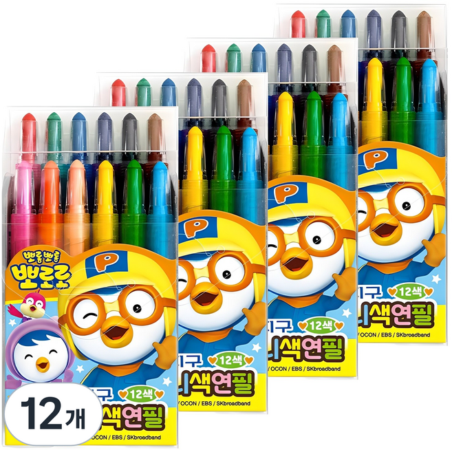 지구화학 뽀로로 미니 색연필, 12색, 12개