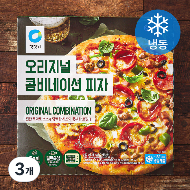 청정원 오리지널 콤비네이션피자 (냉동), 360g, 3개, 1개입