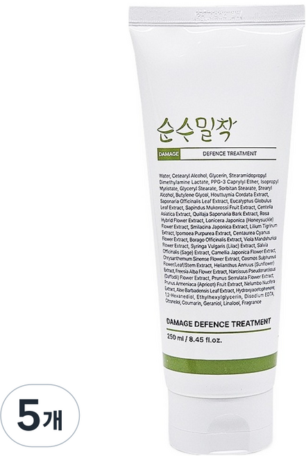 순수밀착 극손상 모발 디펜스 트리트먼트, 5개, 250ml