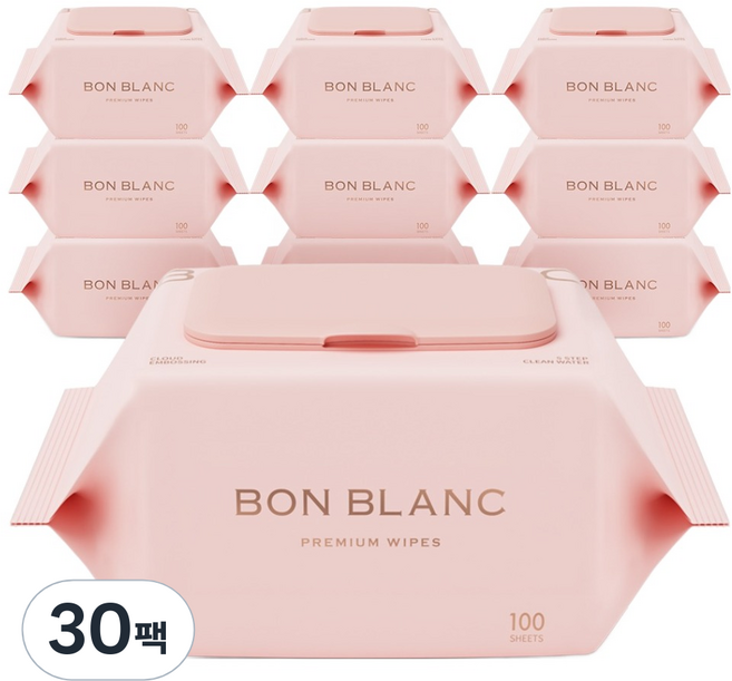본블랑 순한 물티슈 캡형, 50g, 100매, 30개