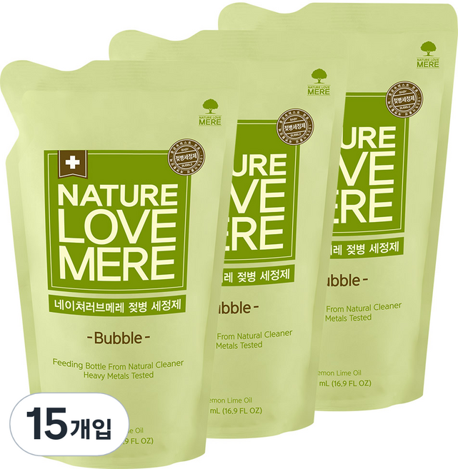네이쳐러브메레 젖병세정제 거품 리필 레몬향, 500ml, 15개
