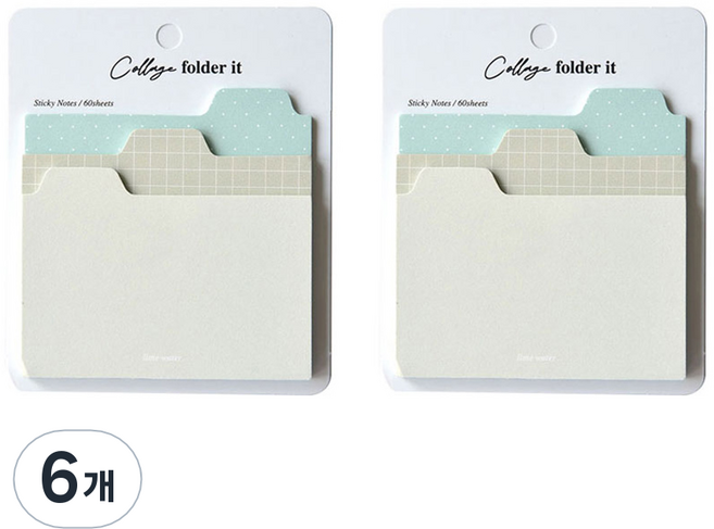 플레픽 콜라주 폴더잇 톨 점착 메모지, 02 라임워터, 6개, 1개입