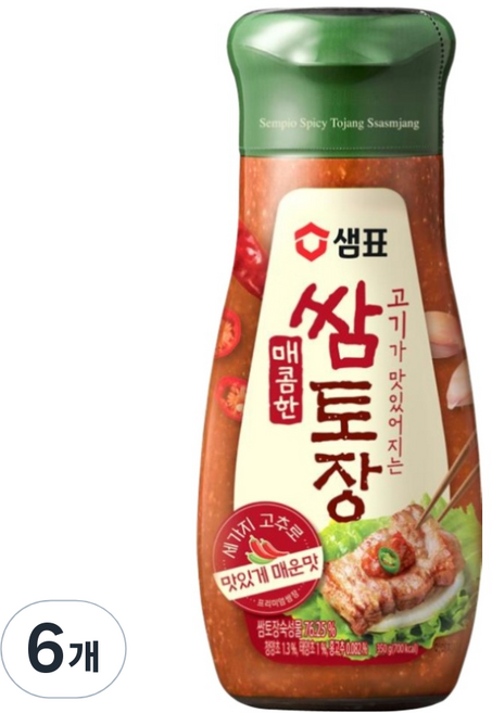 샘표 매콤한 쌈토장 튜브형, 350g, 6개
