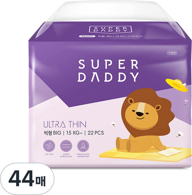 슈퍼대디 울트라씬 팬티형 기저귀, 빅형(Big), 44매