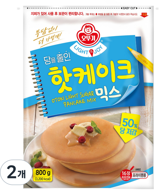 오뚜기 라이트 앤 조이 당을줄인 핫케이크 믹스, 800g, 2개