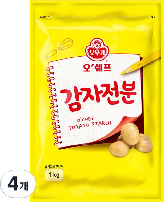 오뚜기 오쉐프 감자전분, 1kg, 4개