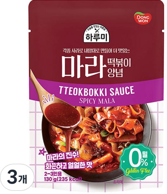 동원 하루미 마라 떡볶이 양념, 130g, 3개