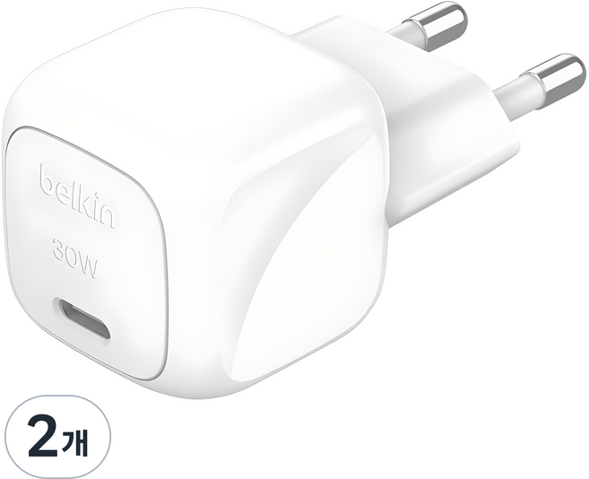 벨킨 부스트차지 USB-C PPS 30W 초소형 고속충전기 WCA008krWH, 화이트, 2개