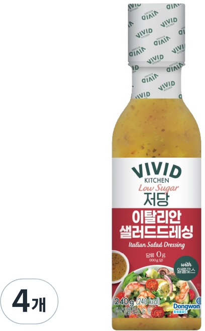 비비드키친 저당 이탈리안 샐러드 드레싱, 4개, 240g