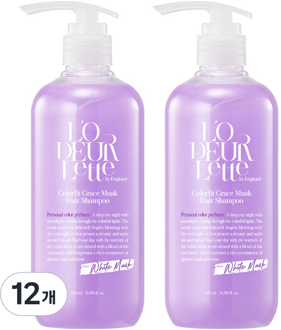 로더렛 인 잉글랜드 컬러핏 샴푸 화이트 머스크향, 500ml, 12개